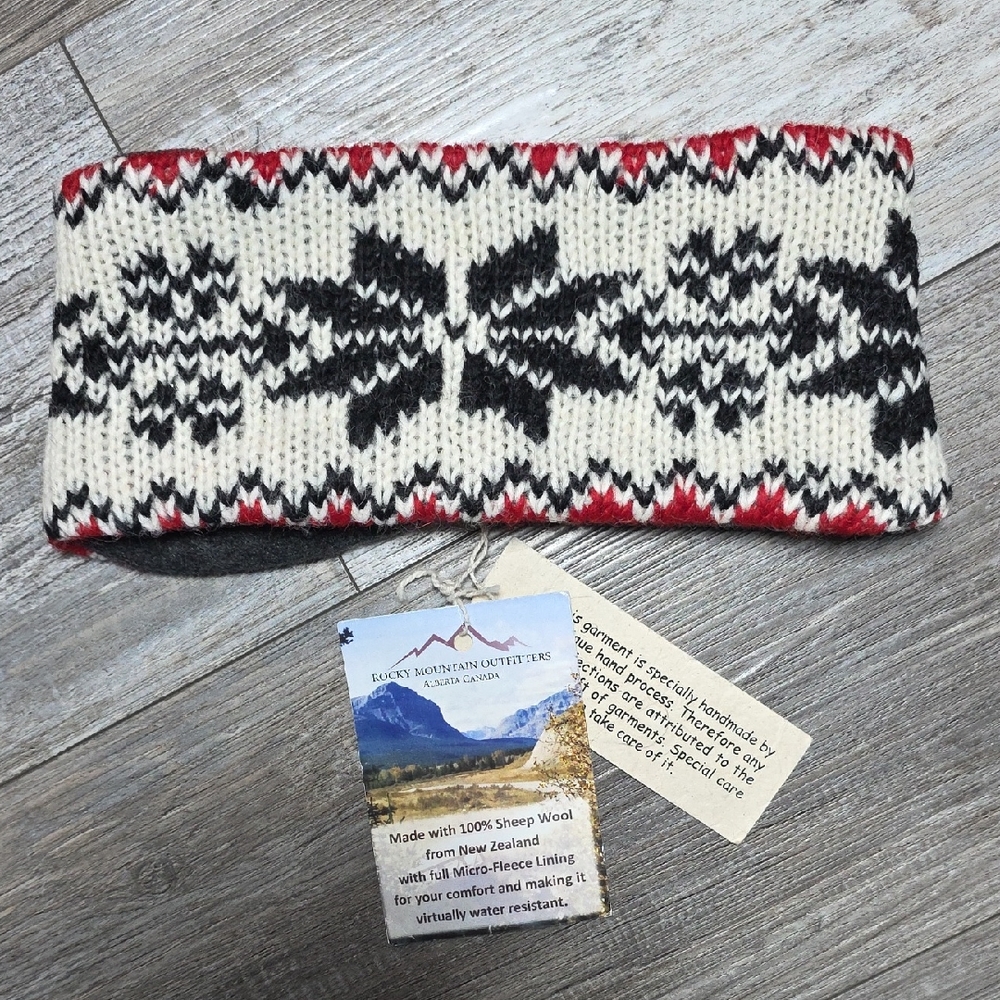 Rocky Mountain Outfitters | 100% Wool Hand-Knit Nordic Snowflake Headband *NWT